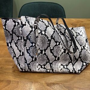 Aldo Black and White Snakeskin Tote
